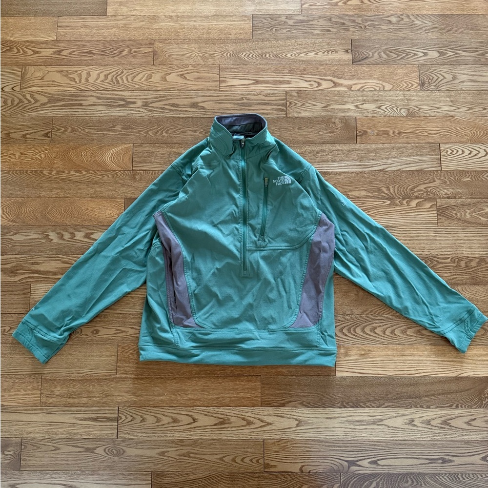 North face Teal and Gray Quarter-Zip Pullover